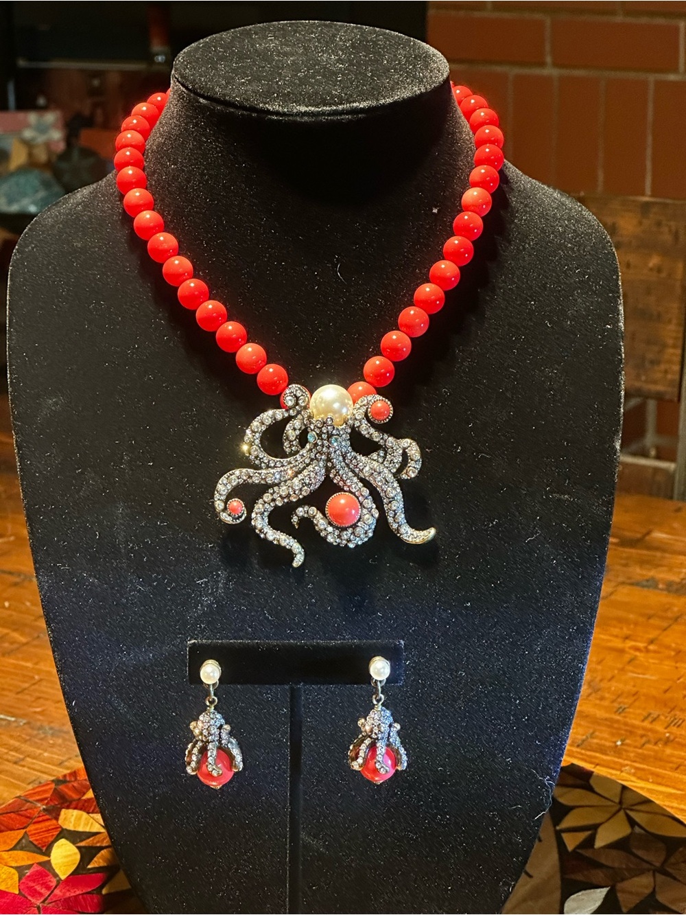 Heidi Daus Octopus Necklace with matching push back earrings